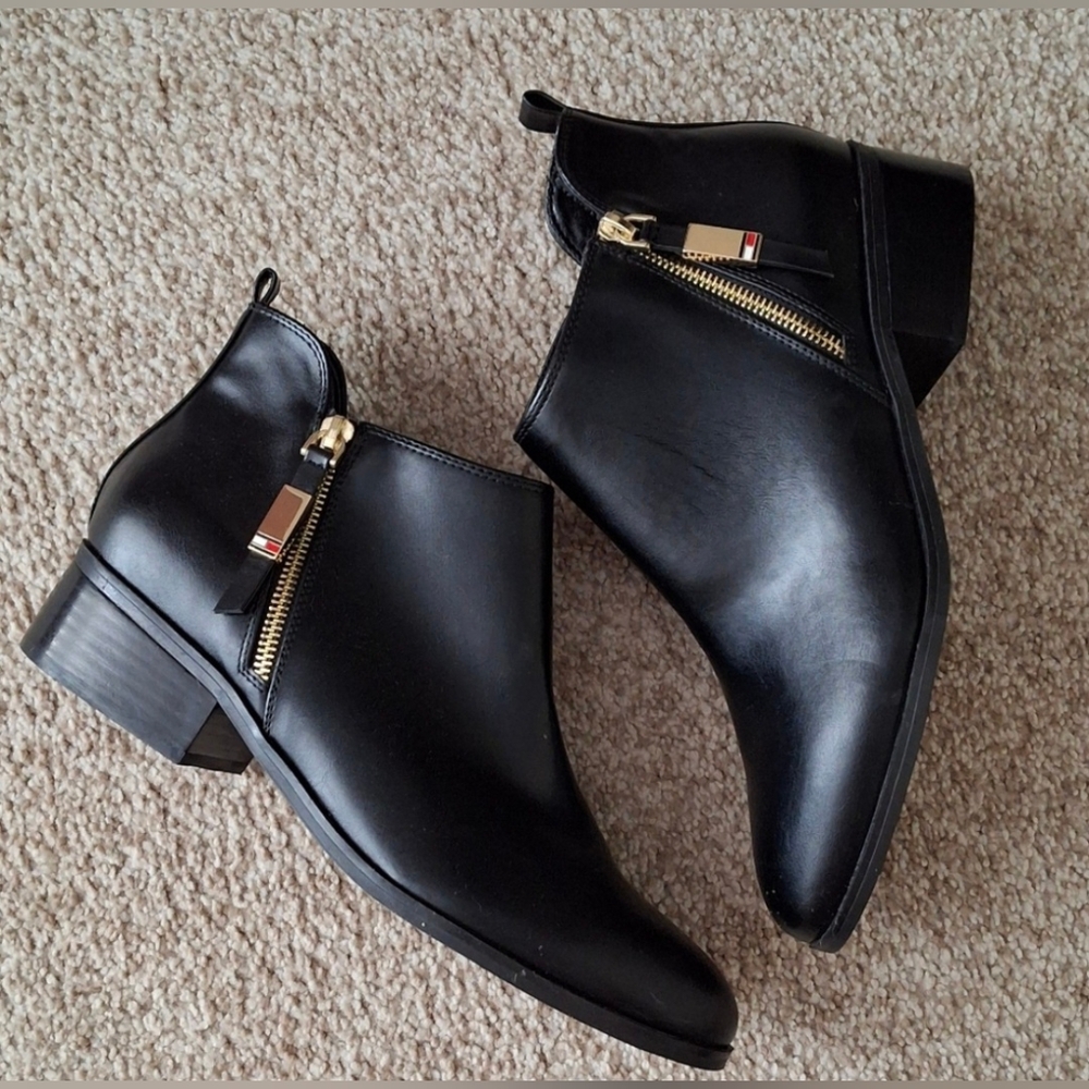 Tommy hilfiger womens ankle boots golden tone zipper sz 10 boho profesional 14